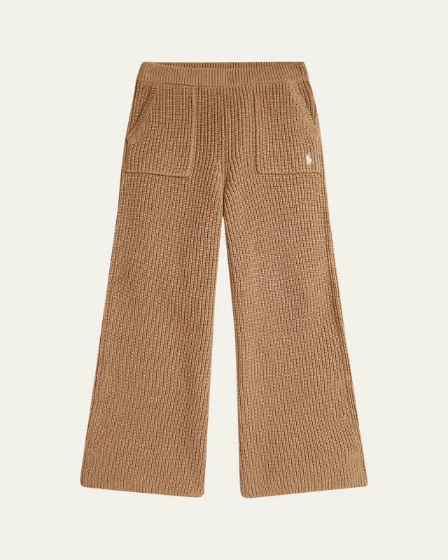 Girl's Cotton Knit Wide-Leg Pants, Size S-XL